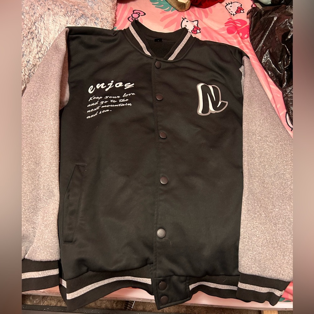 SHEIN letterman jacket. Black and grey. Size medium men’s
